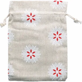 Dárková taška Sáček plátěný se sněhovými vločkami 13x18 cm cca 13 x 18 cm