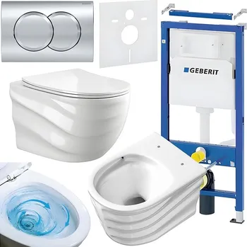 Klozet BPS-koupelny Podomítkový modul Geberit DuoFix s WC mísou SL-WH-RIM-03 + ovládací tlačítko Delta 01 chrom