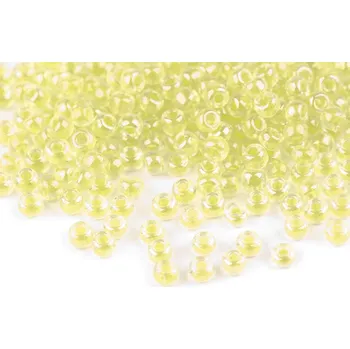 Dětské navlékací korálky Rokajl 8/0 - 3 mm s průtahem, zářivé barvy, malé, 2206 žlutá světlá