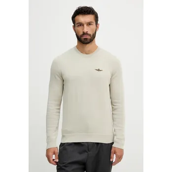 Pánský svetr Bavlněný svetr Aeronautica Militare MA1611UL00506 béžová 01X, vel. S