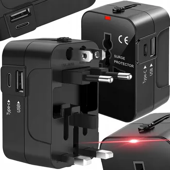 CESTOVNÍ ADAPTÉR ZÁSUVKY USA UK CELÝ SVĚT USB C PD NABÍJEČKA