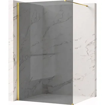 Bezrámová sprchová zástěna REA FLEXI GOLD 90 cm, zlatá lesk/šedá kouřová - bez vaničky