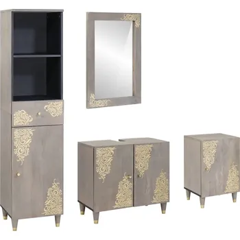 Koupelnový nábytek Sada koupelnového nábytku Se zrcadlem 4 ks Šedá 62 x 33 x 58 cm