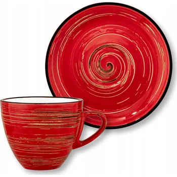 Šálek na kávu 190 ml s podšálkem 14 cm Wilmax ČERVENÝ PORCELÁNOVÝ
