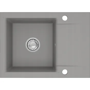 Granitový dřez ŽULOVÝ DŘEZ LUNA kuchyňský Dřez 59x44 cm jednodřezový šedý