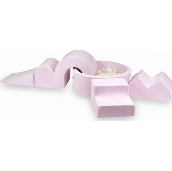 Dětské hřiště Pěnové dětské hřiště s kulatým bazénkem 90x30 Velvet Soft Světle růžové + 5 dílů