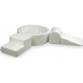 Dětské hřiště Pěnové dětské hřiště s bazénkem 90x30 Boucle Bílé + 200 míčků: bílé, perleťové