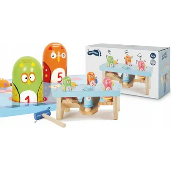 Dřevěná hračka DŘEVĚNÁ PROVLÉKAČKA UTÍKAJÍCÍ PTÁČCI VKLÁDAČKA KLADÍVKO HRA HRAČKA 18M+