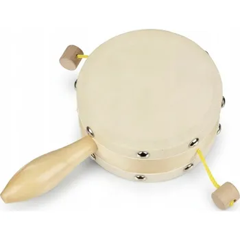 Hudební nástroj pro děti DŘEVĚNÝ BUBNÍK RUČNÍ BUBNÍK S KORÁLKY HUDEBNÍ NÁSTROJ HRAČKA 3+