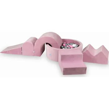 Dětské hřiště Pěnové dětské hřiště s kulatým bazénkem 90x30 Velvet Soft Růžové + 5 dílů