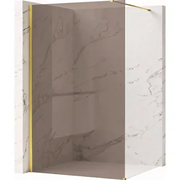 Bezrámová sprchová zástěna REA FLEXI GOLD 90 cm, zlatá lesk/kouřová hnědá - bez vaničky