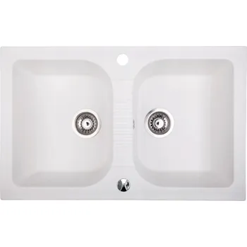 Granitový dřez Dvoukomorový granitový dřez Brenor Elios 20 bílý