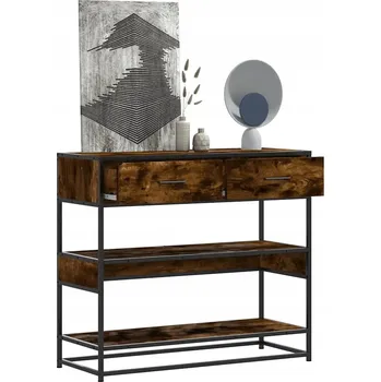 Konferenční stolek Konzolový stolek, kouřový dub, 90x35x80 cm