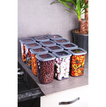 Dóza na potraviny Sada úložných dóz na potraviny (12 ks.) Boxy 12 (šedá)