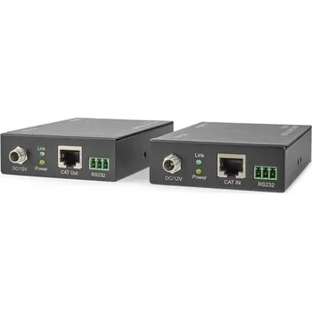 Video kabel NEDIS HDMI extender/ přes Cat6/ do 60 m/ 4K@60Hz/ 18 Gbps/ HDMI/ LAN/ RS-232/ kov/ antracit