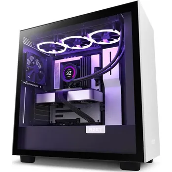 PC skříň NZXT skříň H7 / ATX / 2x120 mm fan / USB-C / 2x USB / prosklená bočnice / černobílá