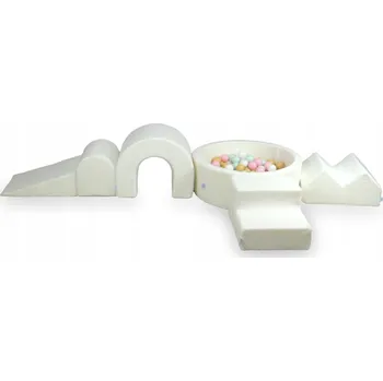 Dětské hřiště Pěnové dětské hřiště s kulatým bazénkem 90x30 Boucle bílé + 5 dílů + 2