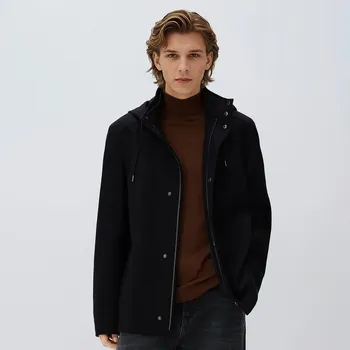 Reserved - Krátký kabát s kapucí - černý - 539HK-99X - 539HK-99X-XXL