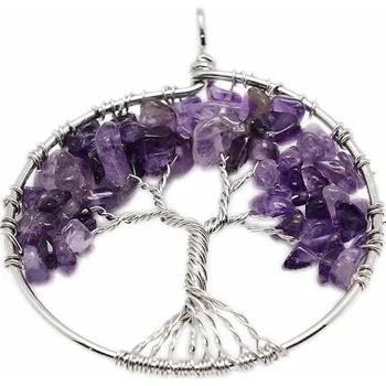 Drahý kámen Ametyst přívěsek Strom života velký cca 5 cm