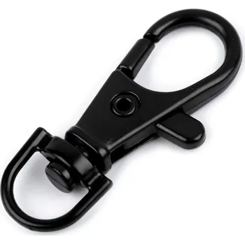 Kovová karabina otočná, průvlek 10 mm, střední, 6 černý lak