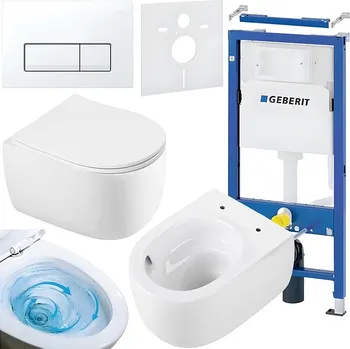 Klozet BPS-koupelny Podomítkový modul Geberit DuoFix s WC mísou LE-WH-TR-03 + ovládací tlačítko Delta 50 bílá