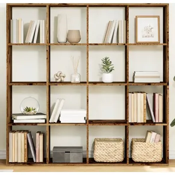 Knihovna Knihovna old wood 137,5 x 29 x 137,5 cm kompozitní dřevo