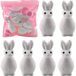 Styroporoví velikonoční zajíčci s třpytkami bílí, sada 6 ks