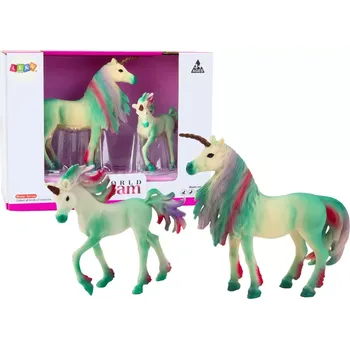 Figurka Sběratelské figurky jednorožců zelené – dospělý a mládě, sada 2 ks