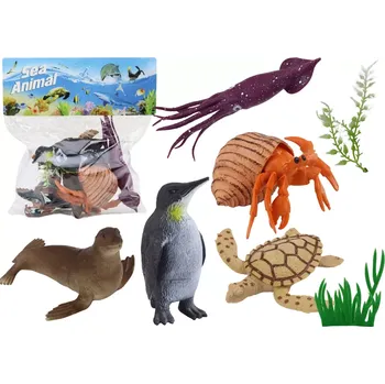 Figurka sada figurek mořských zvířat s rostlinkami, 8 ks