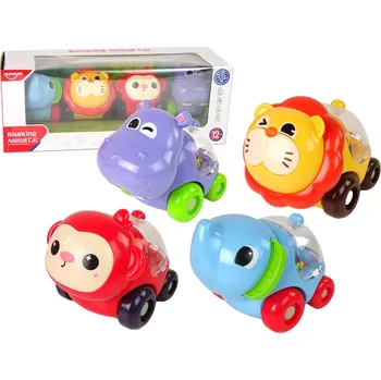 autíčko Sada barevných zvířecích autíček s korálky