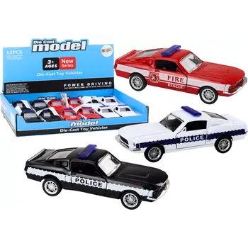 autíčko Kovové policejní a hasičské auto 1:32 s frikčním pohonem