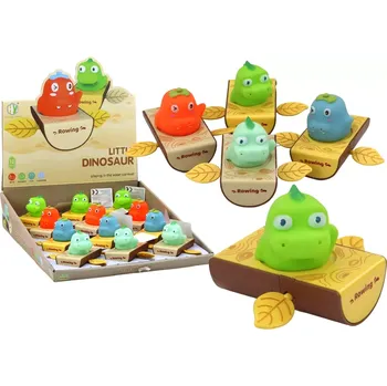 Hračka pro nejmenší LEAN Toys Natahovací Dinosaurus ve člunu