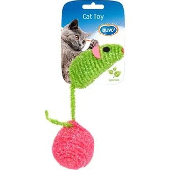 Hračka pro kočku Hračka DUVO+ Myš s loptou, nylon, zelená/ružová 10x4x4cm