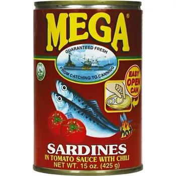 konzervovaná ryba Mega Sardinky v rajčatové omáčce s chilli 425 g