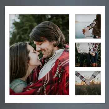 Obraz Rámeček na 4 fotografie Hekla 40x40x4 MDF galerie stříbrný