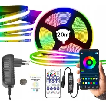 LED páska LED pásek 20m (2x10m) COB neon RGBIC 576 LED/m Bluetooth aplikace dálkový ovladač sada