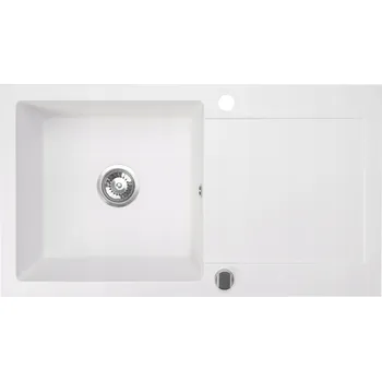 Granitový dřez Jednokomorový granitový dřez Brenor Cordeo XL, bílý