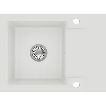Granitový dřez GRANITOVÝ DŘEZ Dřez kuchyňský LUNA 59x44 cm jednokomorový bílý