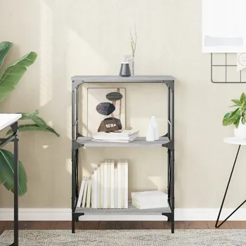 Knihovna 3-patrový regál na knihy, šedý dub sonoma, 59x35x90,5 cm