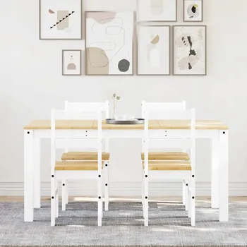 Jídelní set Jídelní set "Panama" 5 dílů, bílé masivní borovicové dřevo