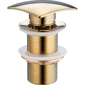 sítko a zátka do dřezu Mexen uzavíratelná umyvadlová výpusť hranatá, ClickClack, bez přepadu, Zlatá, 79916-50