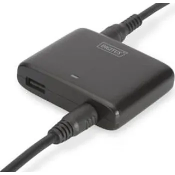 Adaptér k notebooku Digitus Universal auto nabíječka pro Notebook, 90W, Ultra malá velikost, USB port (5V / 2.4A), 11x tipy: