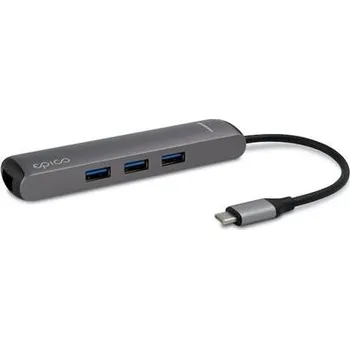 USB hub Epico USB-C HUB SLIM (4K HDMI & Ethernet) - space gray, black cable