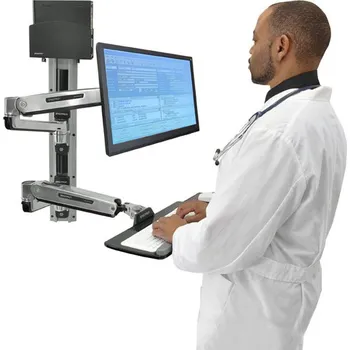 Elektronika ERGOTRON LX Sit Stand Wall Mount System, Small Black CPU Holder, Polished, pracovní stanice na zeď