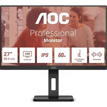 Monitor AOC LCD U27E3UF 27" IPS 4K/3840x2160@60Hz/4ms/350cd/2xHDMI/DP/4xUSB/Repro/Pivot/HAS/VESA