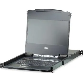 KVM přepínač ATEN 8-port KVM USB, DVI, OSD,Single Rail rack, 17.3" FHD LCD, touchpad, klávesnice