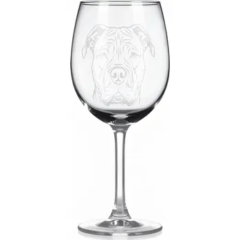 Sklenice Sklenice na víno s gravírovaným motivem – Americký bully XL s kupírovanýma ušima – 2