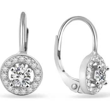 Šperk Stříbrné třpytivé náušnice se zirkony AGUC2700 Beneto
