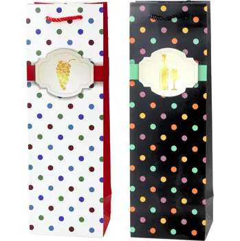 Dárková taška Dárková taška na víno s puntíky 35 × 12 × 9 cm