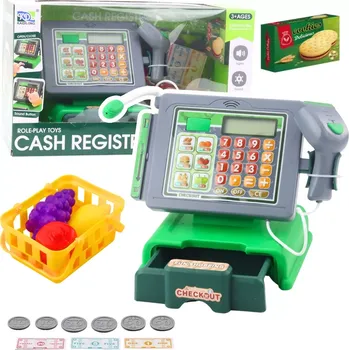 Hra na obchod Dětská pokladna s doplňky se světly a zvuky – zelená